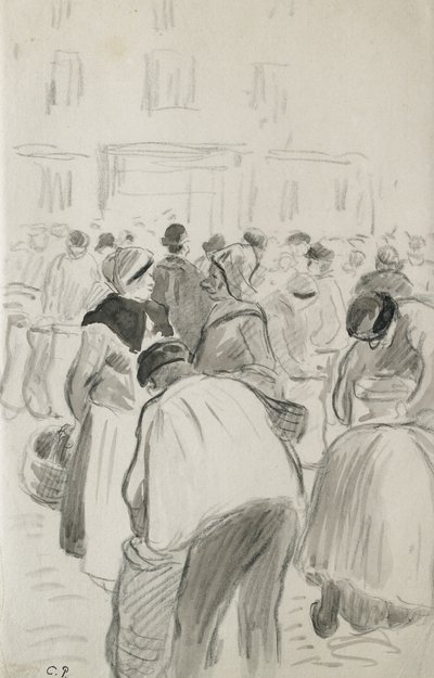 Studio compositivo del mercato a Pontoise, 1881 da Camille Jacob Pissarro